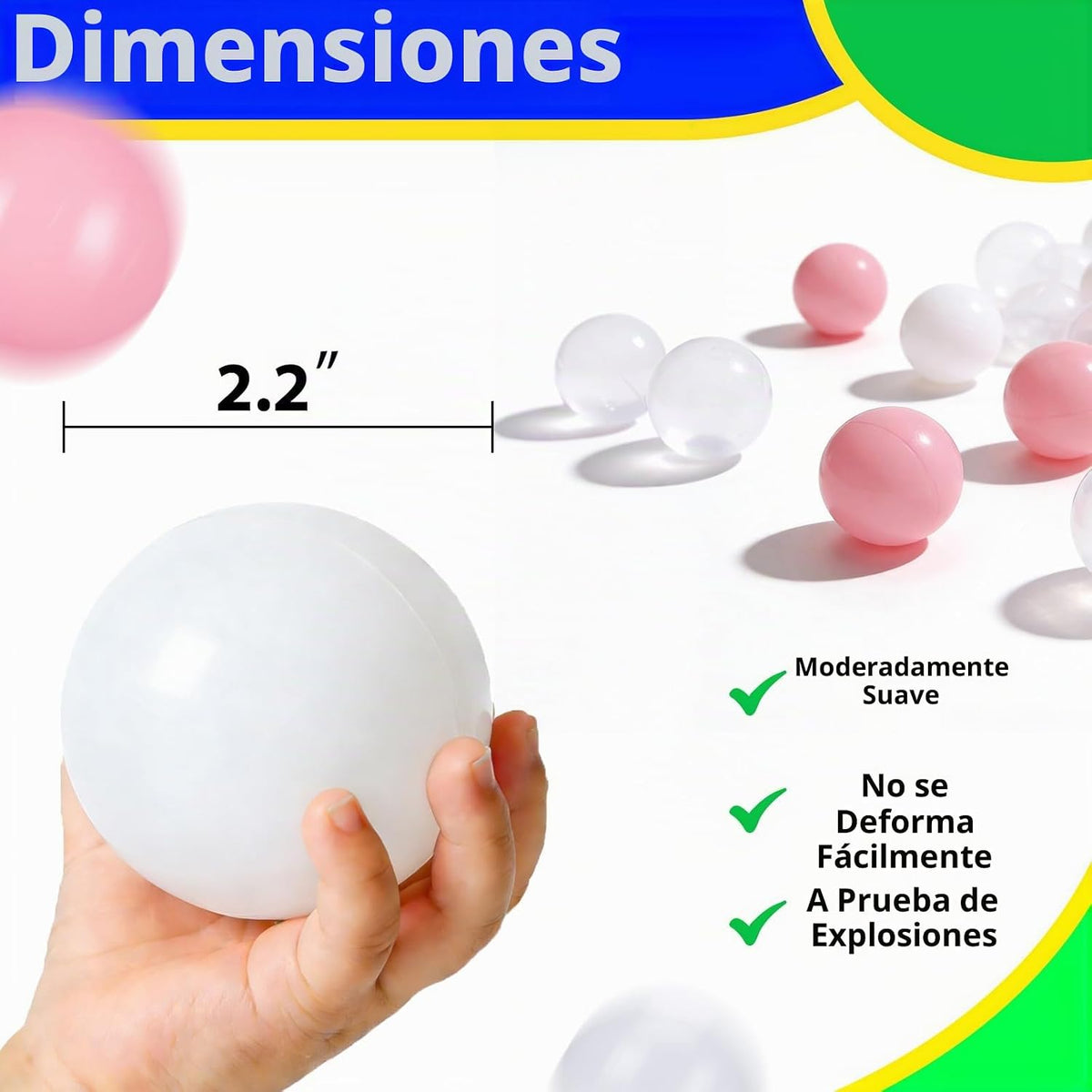 Heopeis Pelotas de Plástico Suave para Piscina de Pelotas, 100 200...