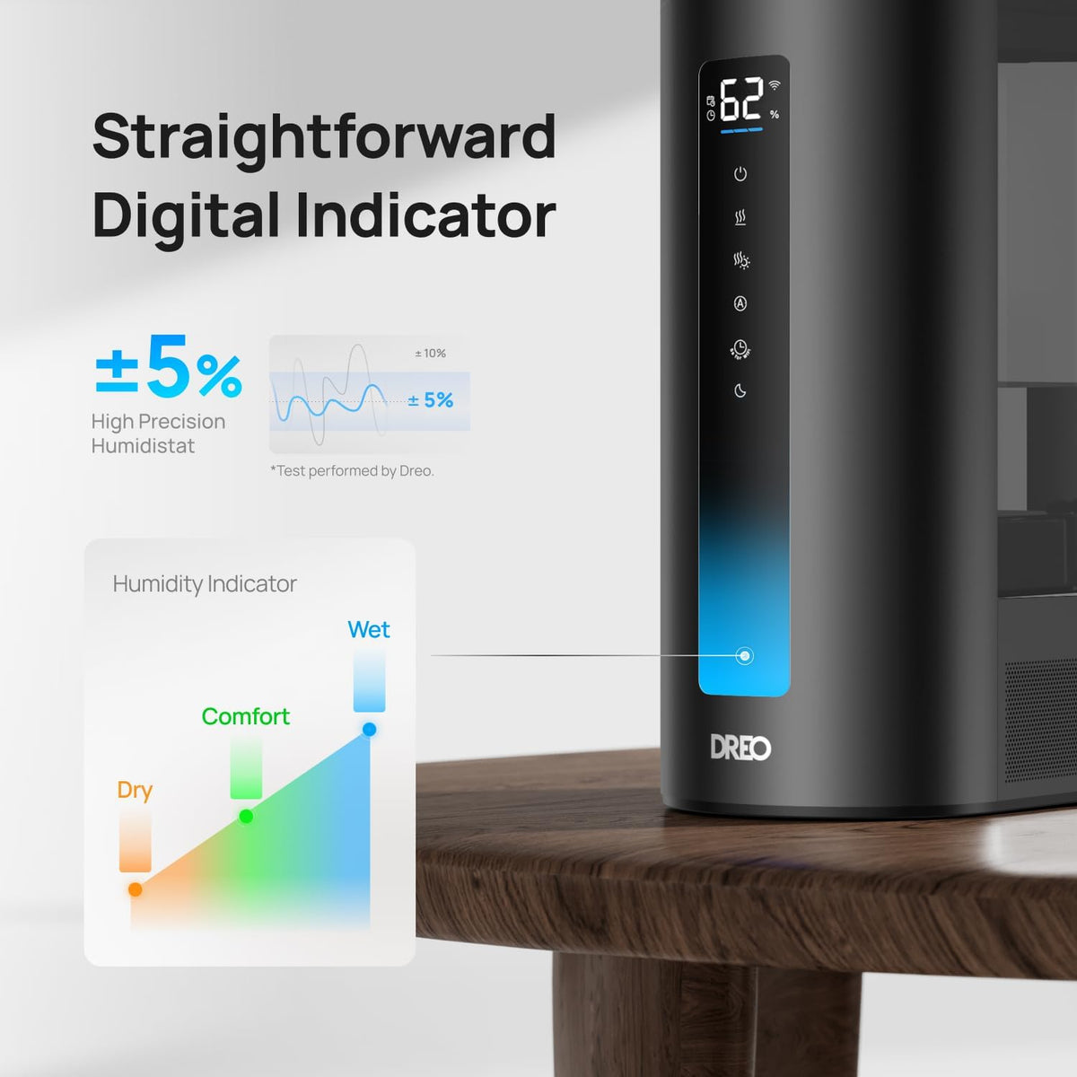 DREO Humidificadores inteligentes de 6L para dormitorio, niebla cál...