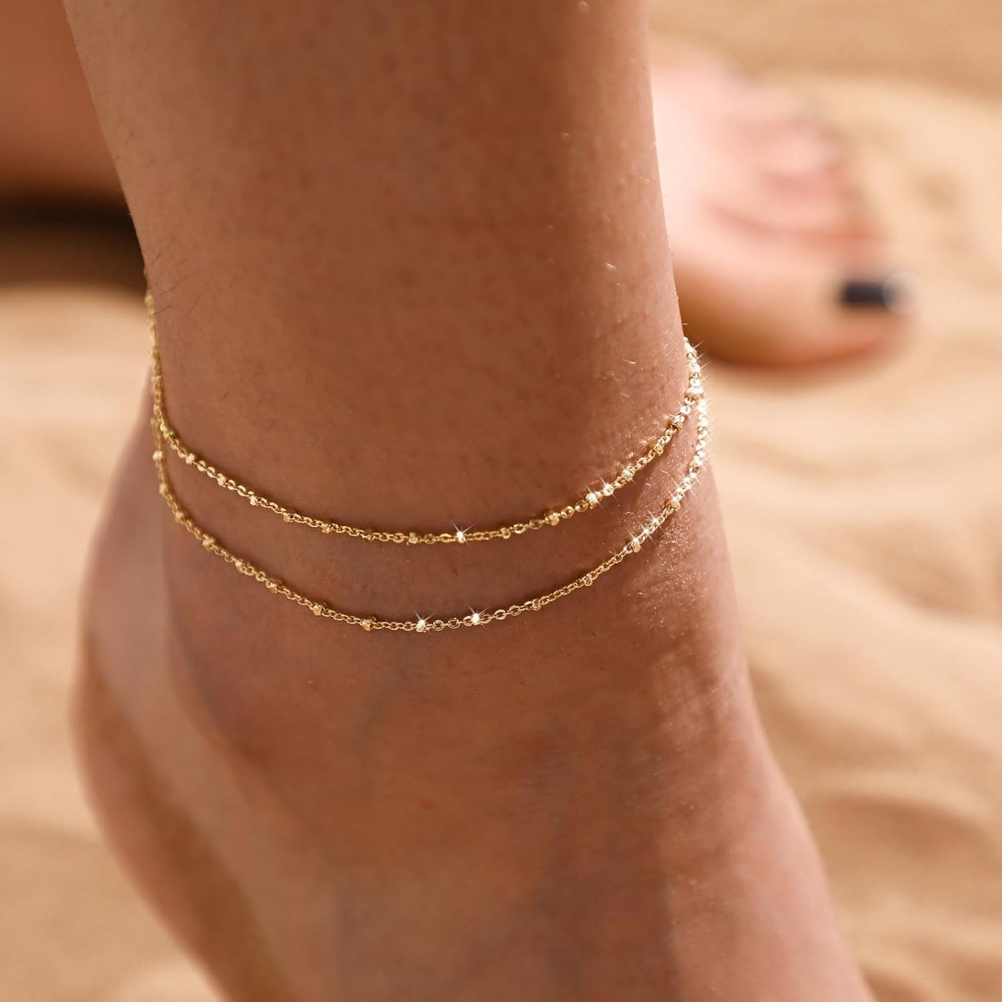 MIDEEO Tobilleras de Oro\/Plata para Mujeres, Tobilleras de Oro 14K...