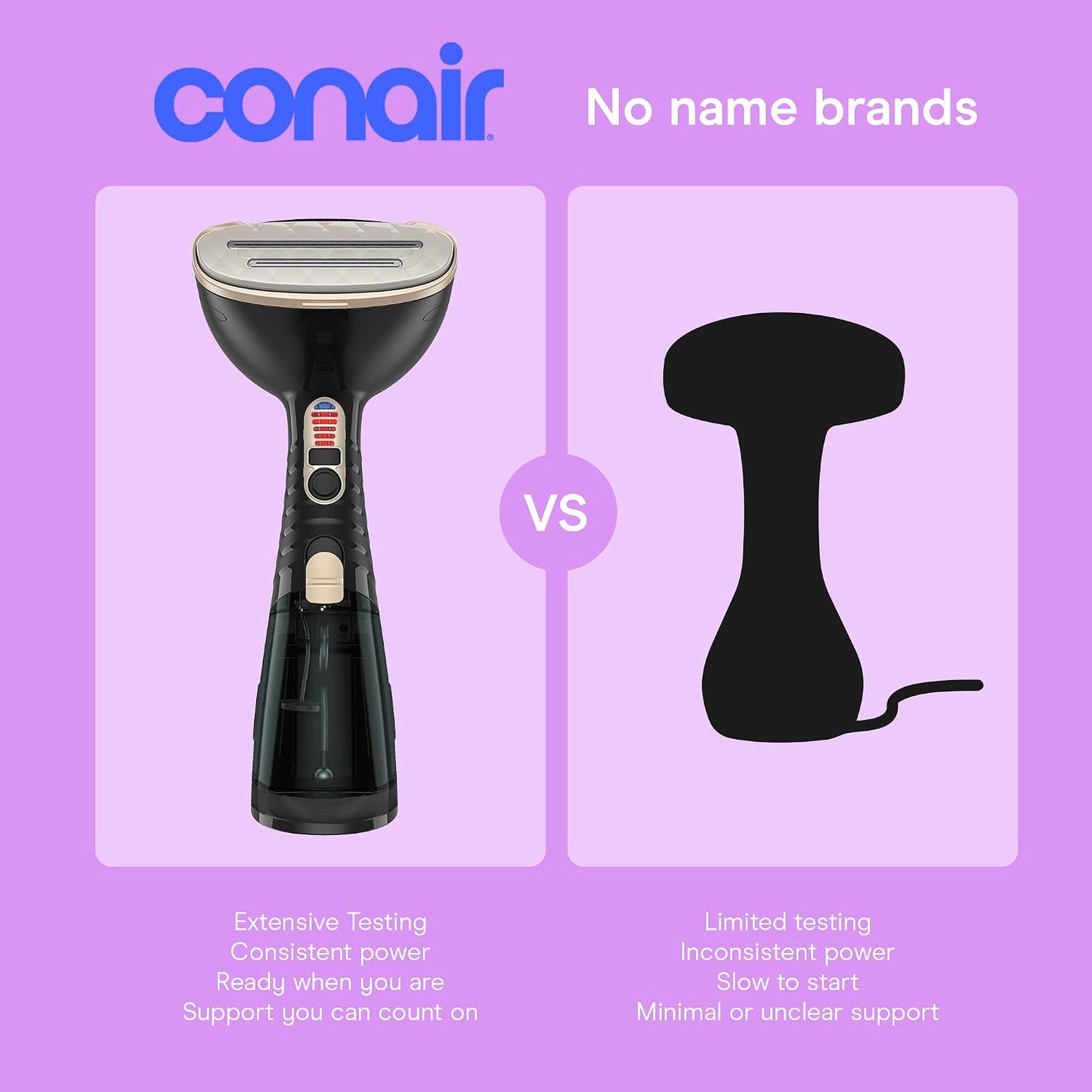 Conair Vaporizador de mano para ropa y tapicería, 3 accesorios, neg...