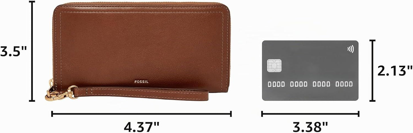 Fossil Logan RFID - Cartera de piel con cierre de cremallera para m...