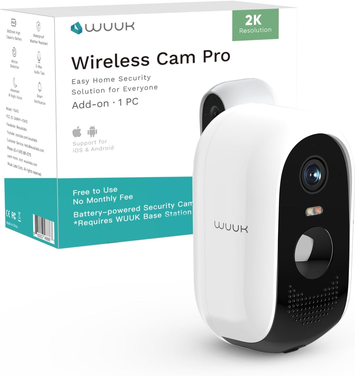 WUUK Cámara de seguridad inalámbrica para exteriores, requiere esta...
