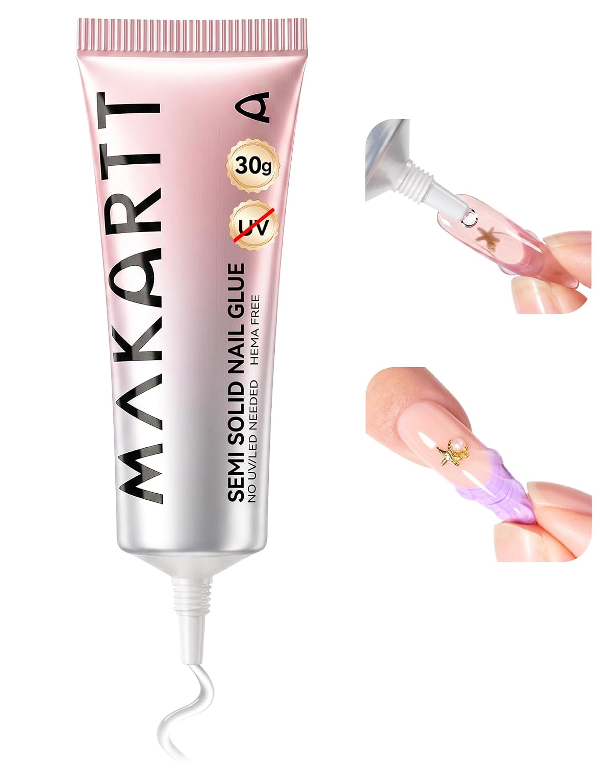 Makartt Pegamento de uñas a presión: 1 fl oz de gran capacidad, sem...