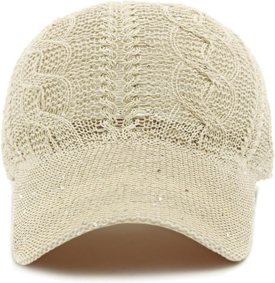 Gorra de béisbol de malla con purpurina para mujer, transpirable, a...