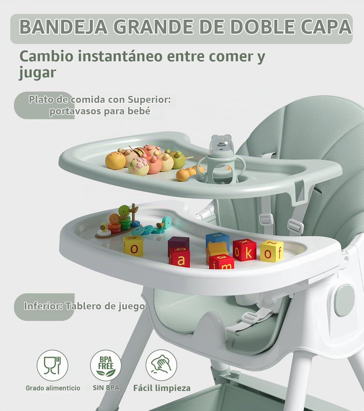 Silla alta para bebé, sillas altas 5 en 1 para bebés y niños pequeñ...