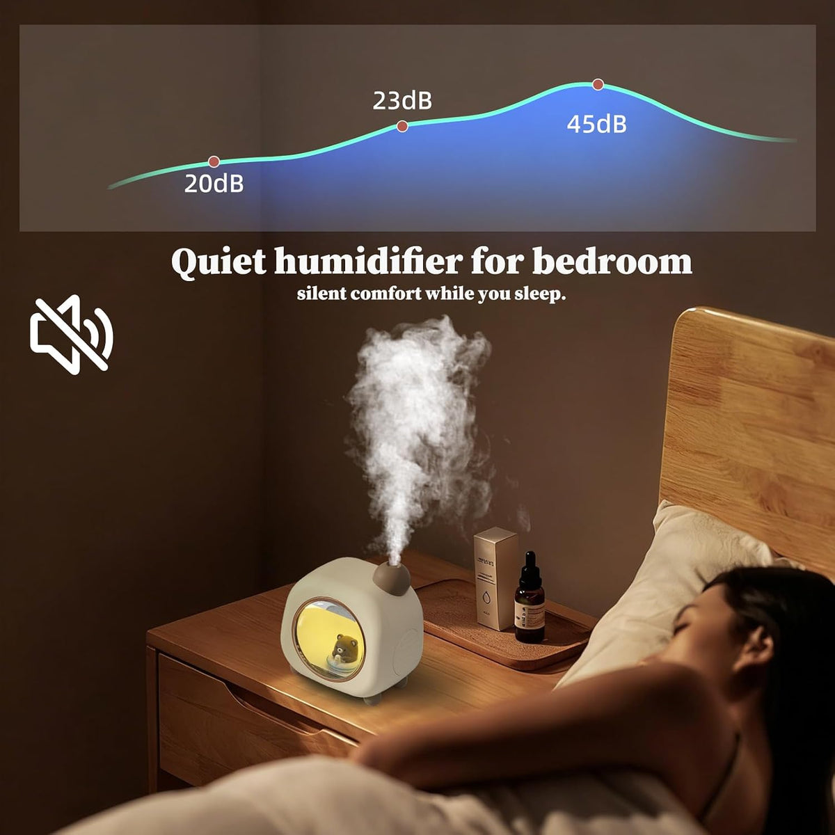 Mini humidificador portátil, 16.9 fl oz de oso de dibujos animados...