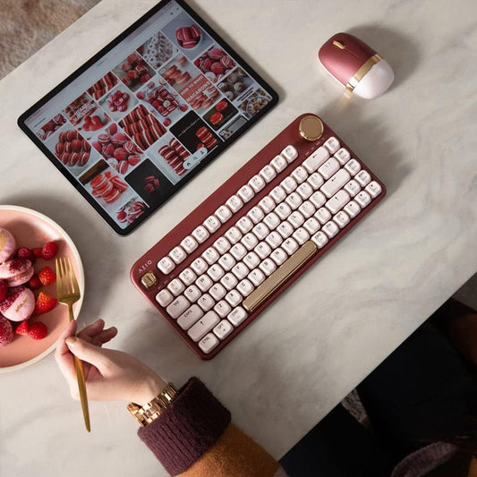 Azio IZO Teclado mecánico inalámbrico BT5\/USB para PC y Mac, Rosa...