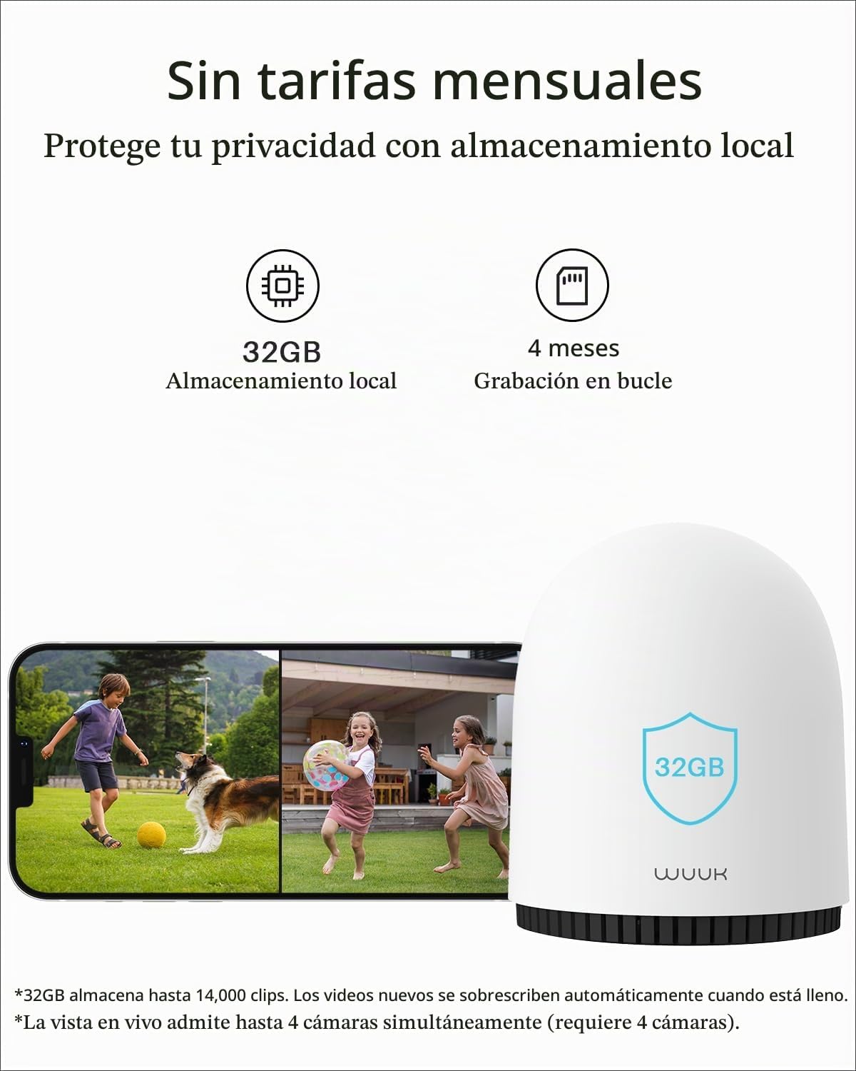 WUUK Cámaras de seguridad inalámbricas al aire libre 2K, sistema de...