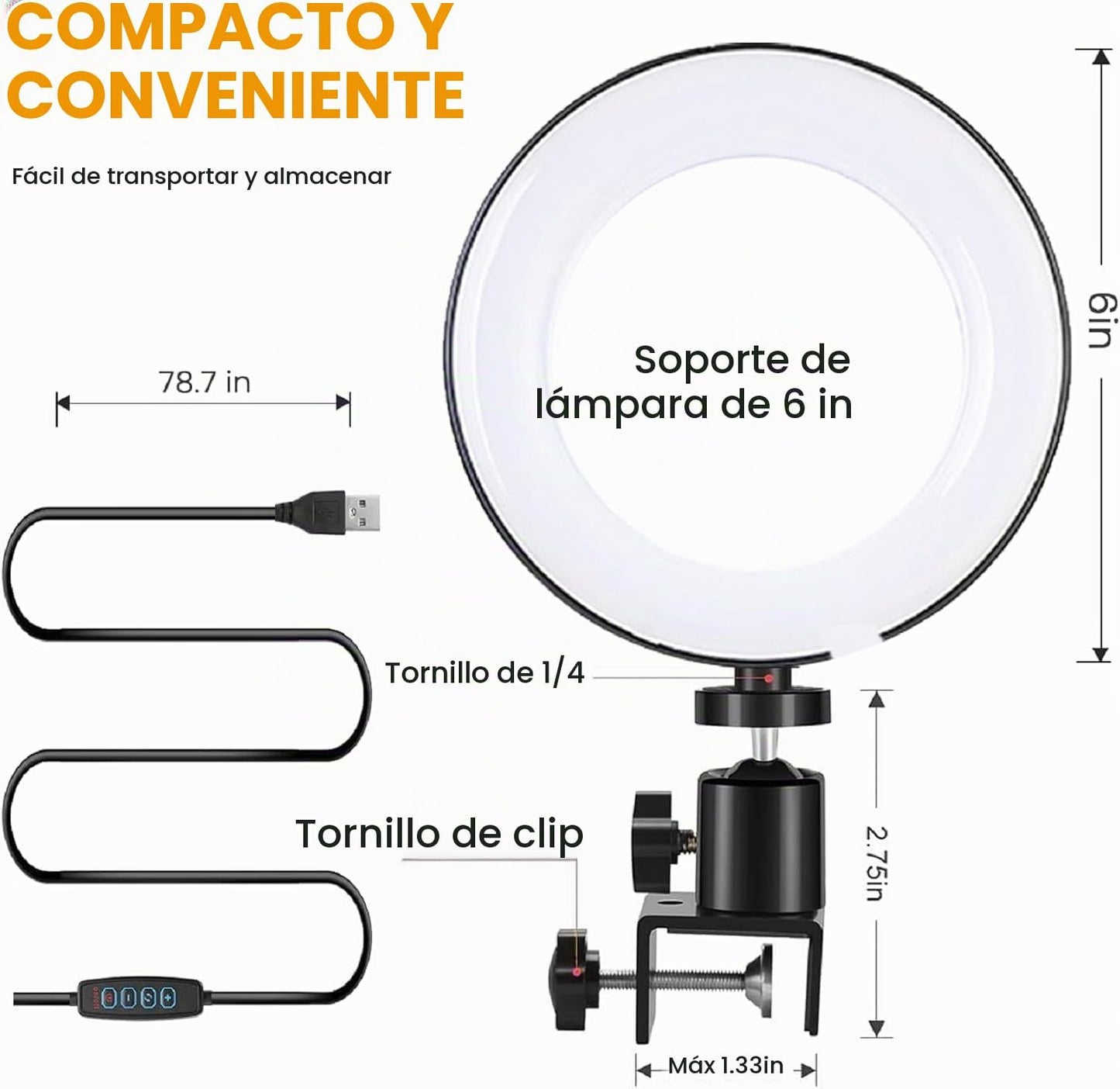 Kit de iluminación para videoconferencia, luz de anillo con clip pa...