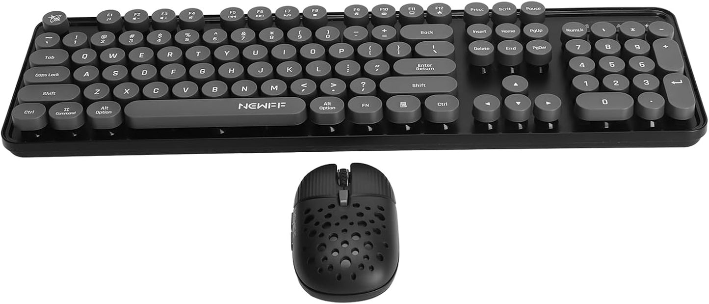 Combo de teclado y mouse inalámbricos, teclas redondas retro de 104...
