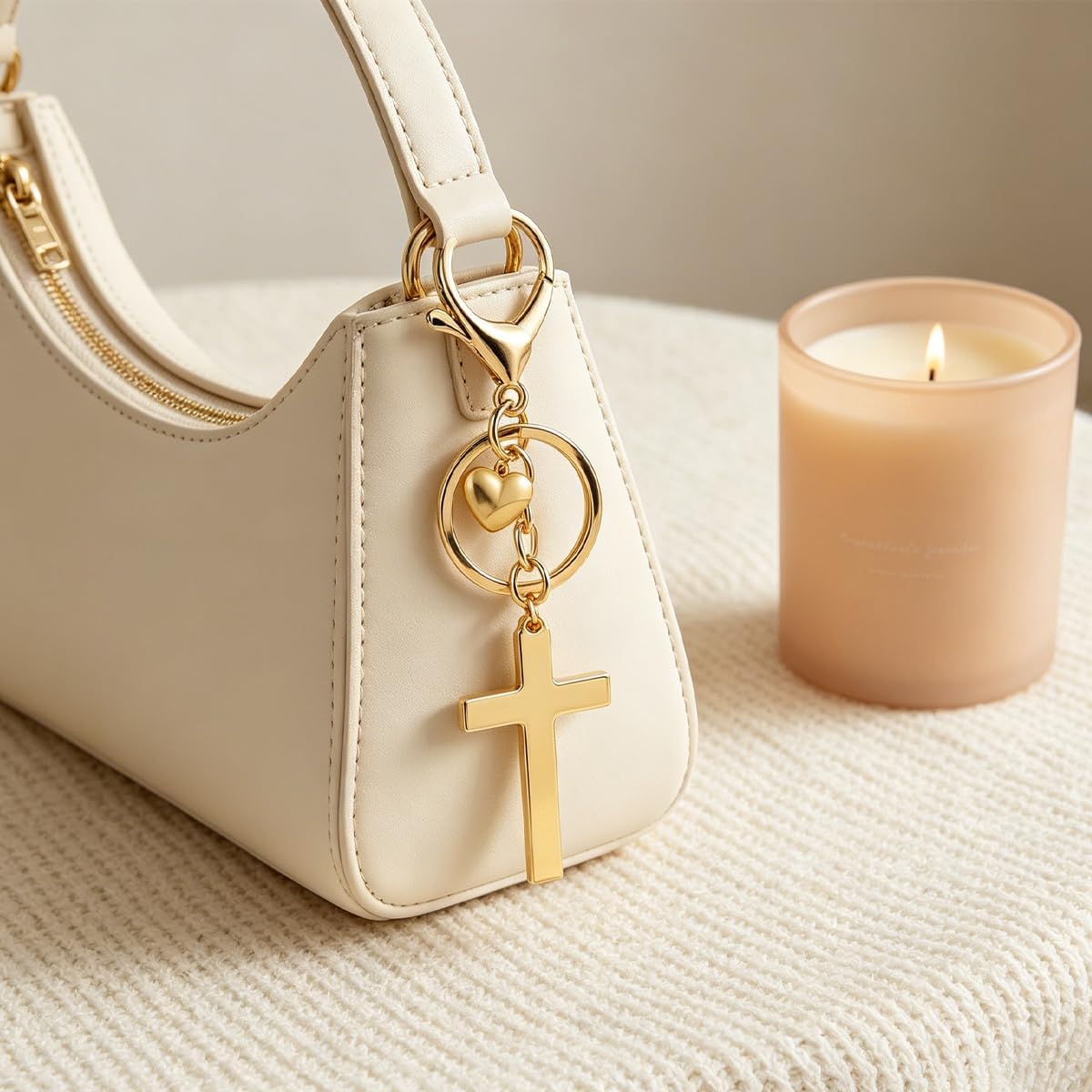 Rikhiua Llavero de cruz con corazón, regalo religioso cristiano de...