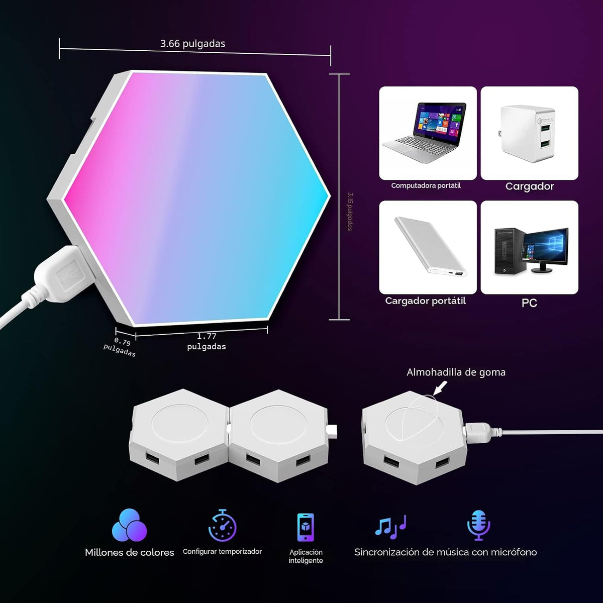 JIMIMORO Paquete de 12 paneles de luz hexagonales \u2013 Luces de p...