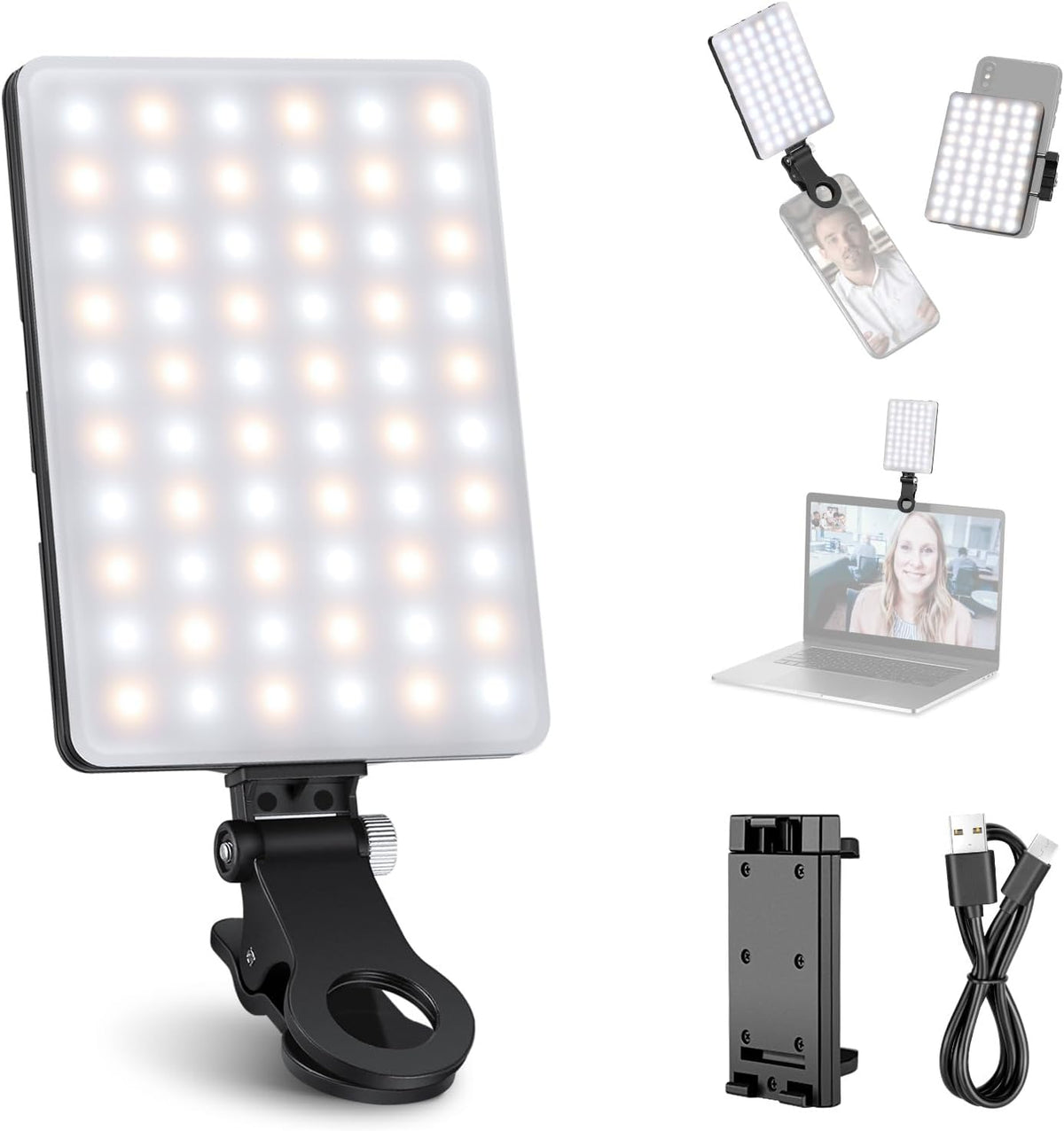 NEEWER Basics NL-60AI - Luz para selfie para teléfono con clip fron...
