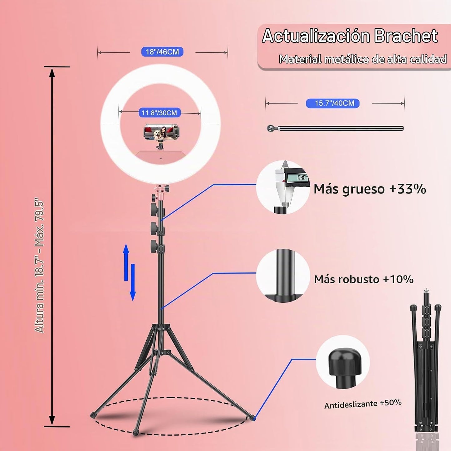 Bzyltrux 55W18 - Kit de luz de anillo de 17.7 in [nueva versión] 67...