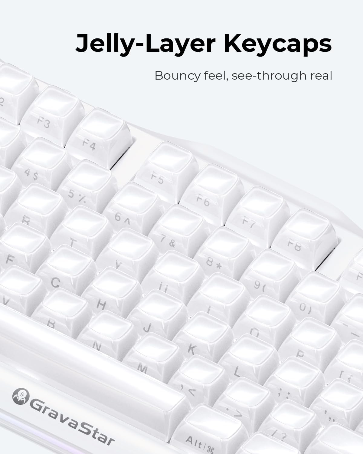GravaStar Mercury K1 Teclado inalámbrico 75% blanco, teclado mecáni...
