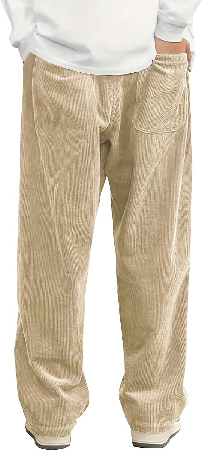 Hidkat Pantalones de corduroy casual para hombre, pantalones de pie...