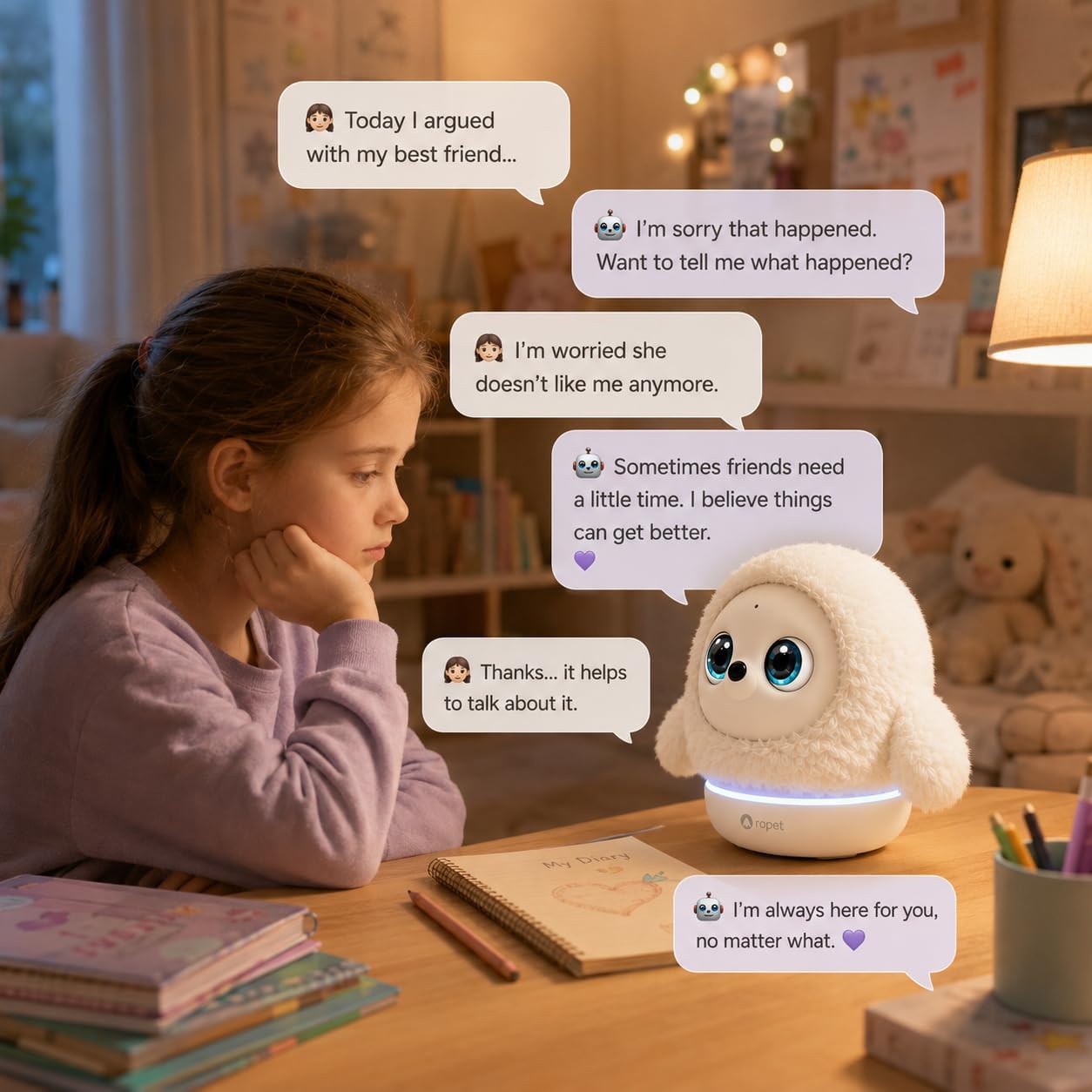 ropet KAMOMO Companion Robot interactivo para mascotas, apoyo emoci...