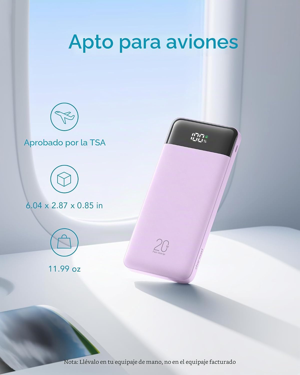 charmast Cargador portátil de 20000 mAh con cables integrados, carg...