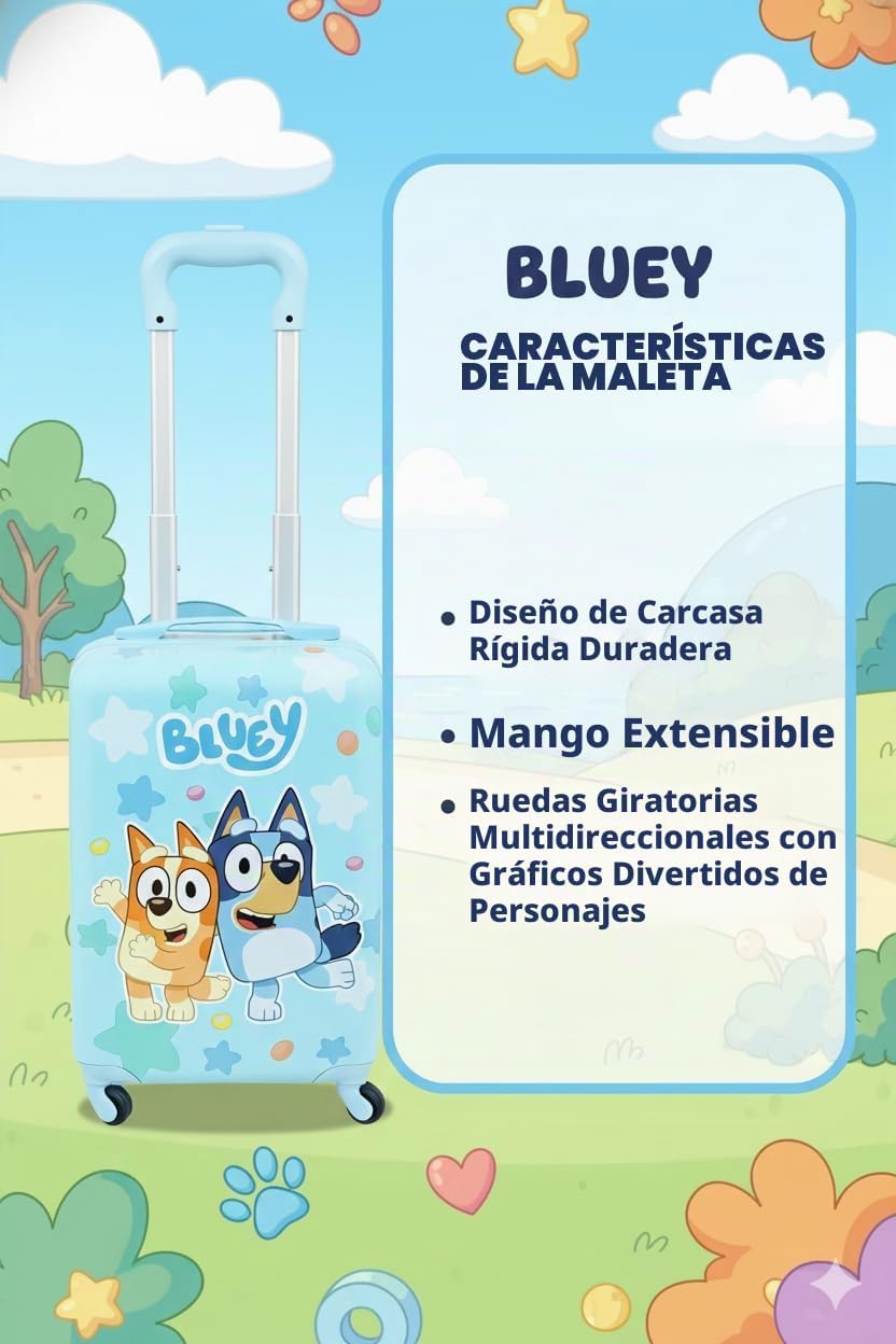Fast Forward Bluey - Maleta rígida de 20 pulgadas, bonita y durader...