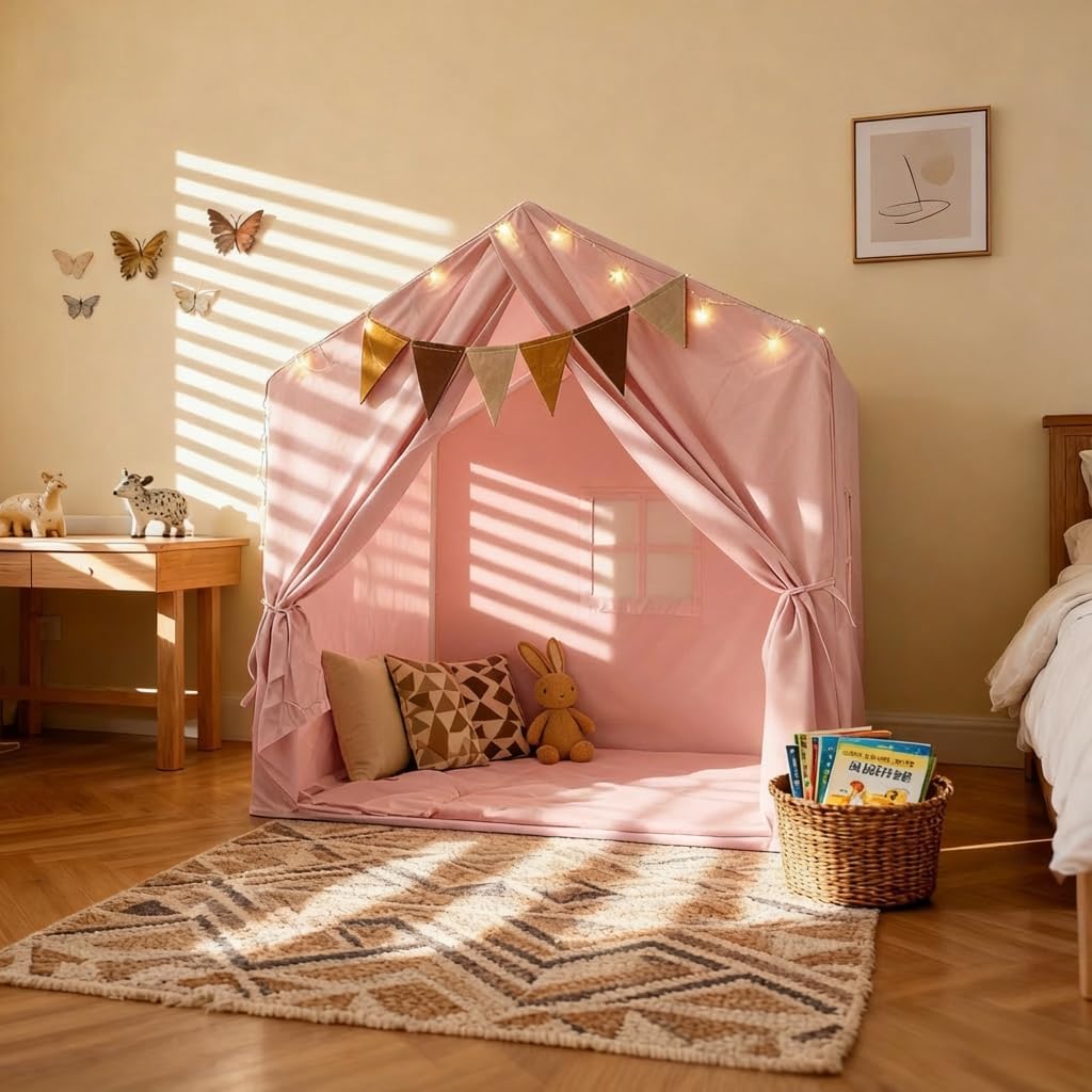 Tienda de campaña para niños, casa de juegos interior con tapete\/l...