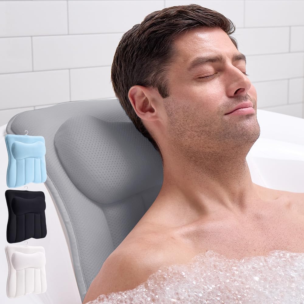 GORILLA GRIP Almohada de baño para tina con potentes ventosas de su...