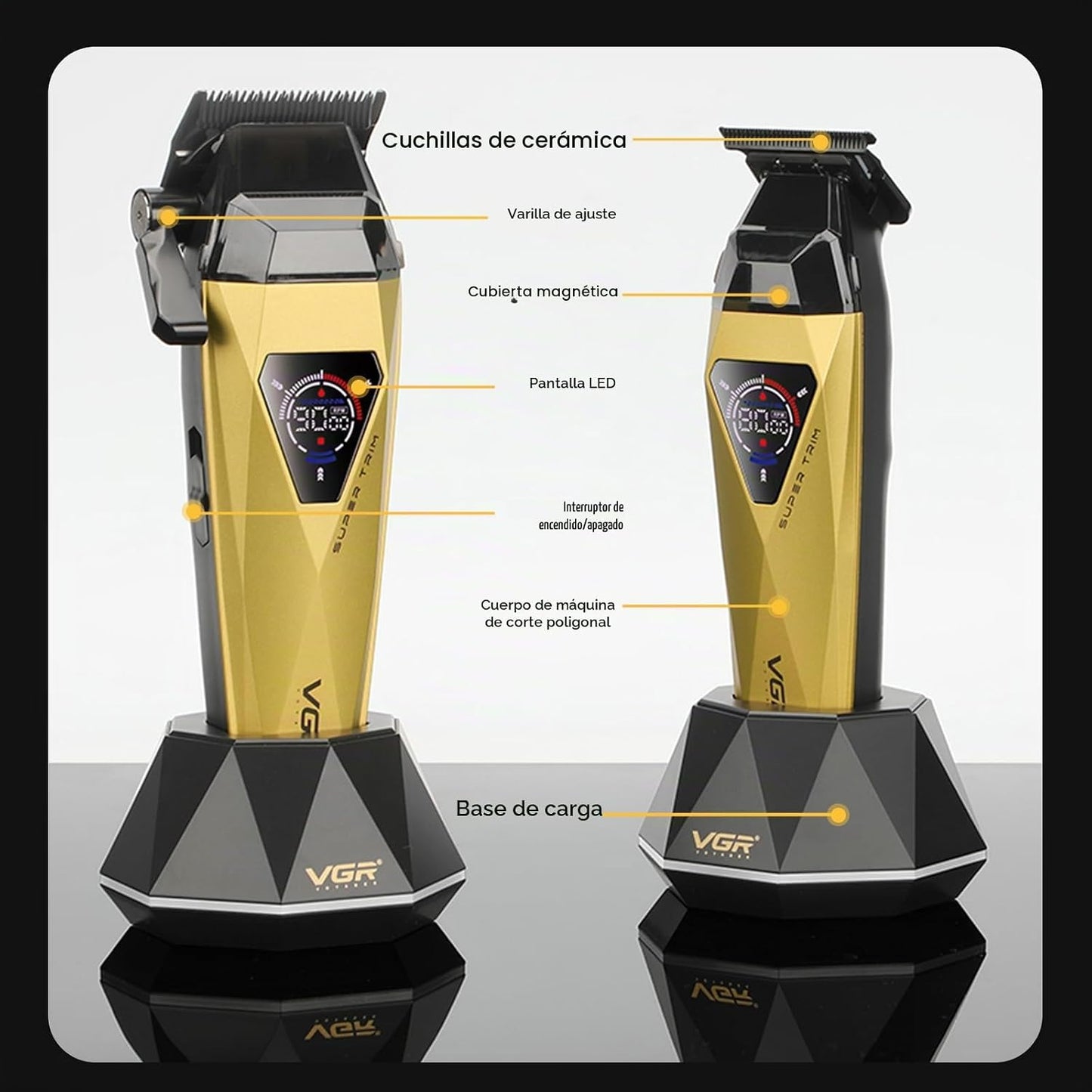 VGR 877S3 - Cortadora de pelo para hombre, kit profesional de corte...