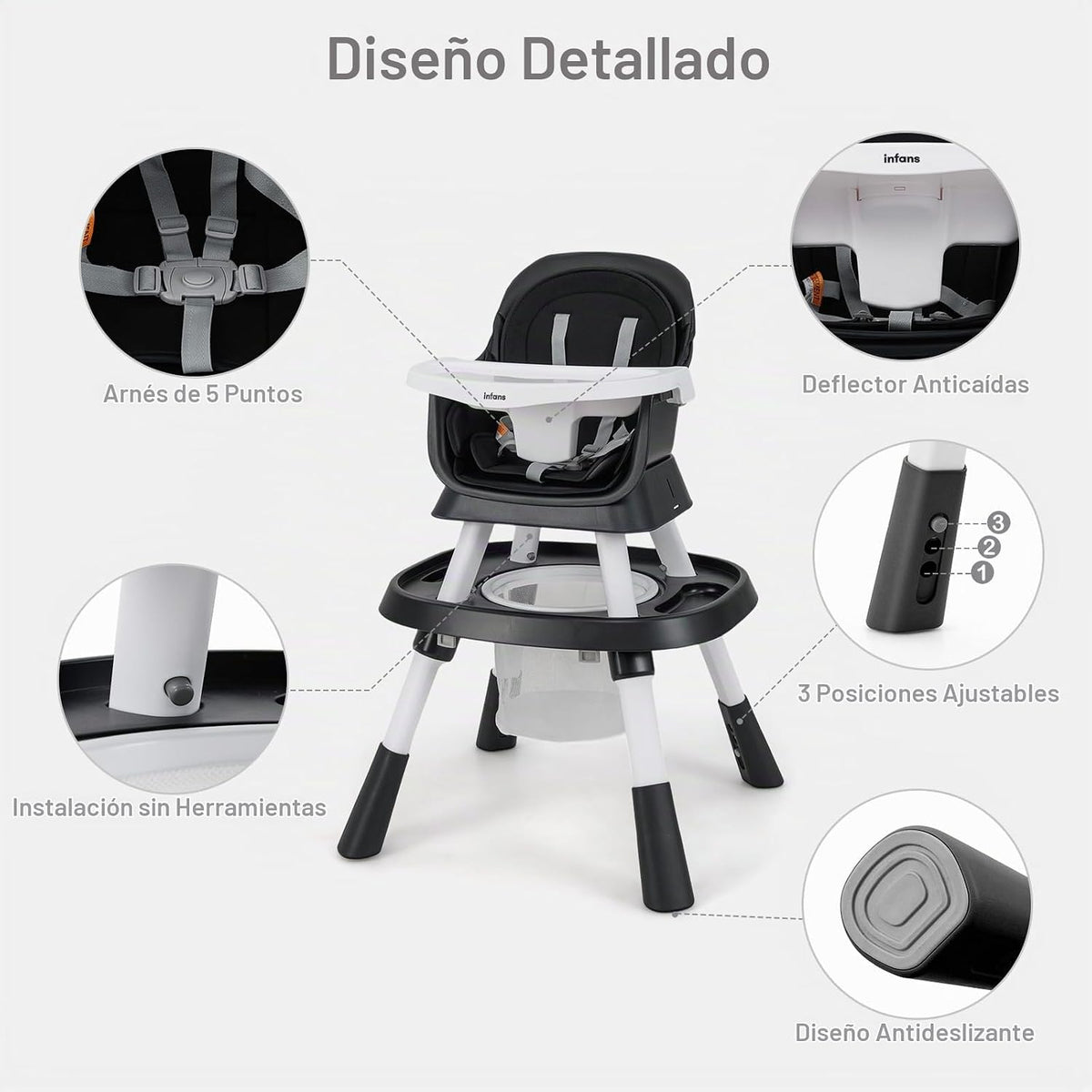 INFANS Silla Alta 9 en 1, Silla Alta Convertible para Bebés y Niños...
