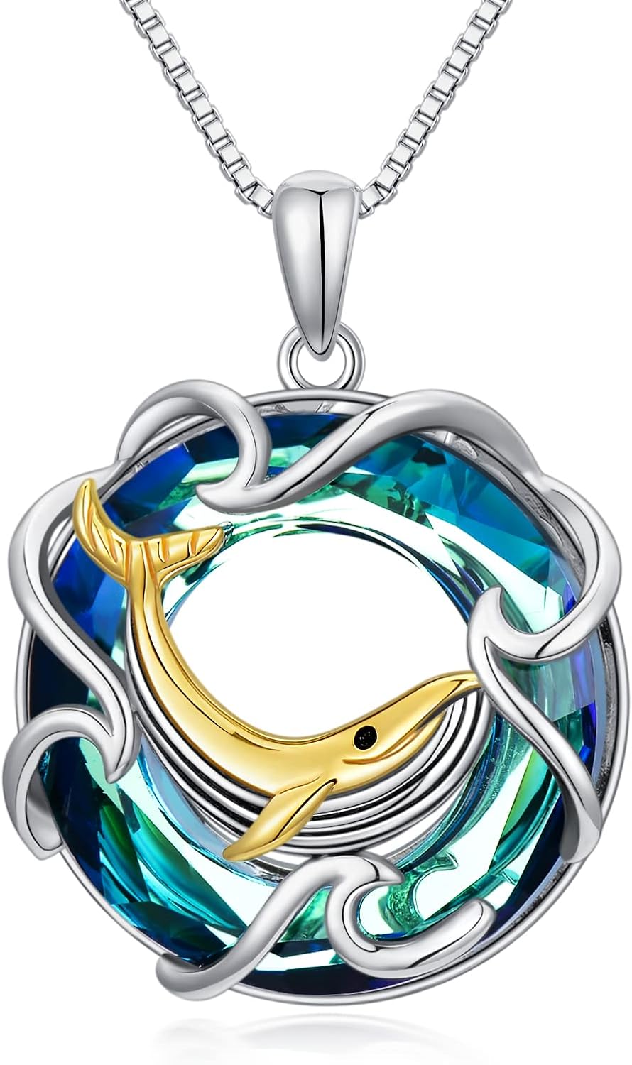 TOUPOP Collar de tortuga marina para mujer, plata de ley con tema o...