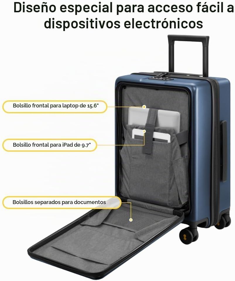 LEVEL8 - Maleta de mano pequeña con bolsillo frontal, maleta ligera...