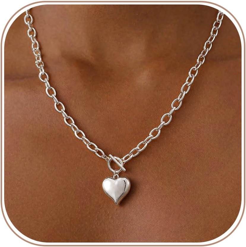 LEXODY Collar de oro grueso para mujer, simple chapado en oro de 14...