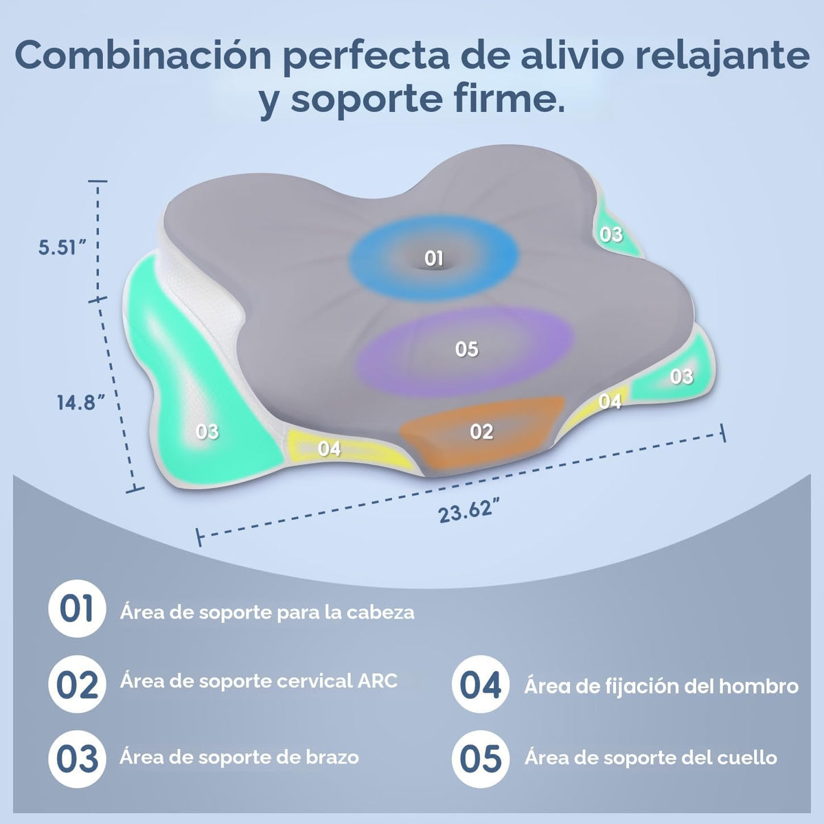 CosBed Almohada cervical para el cuello, almohada de espuma viscoel...