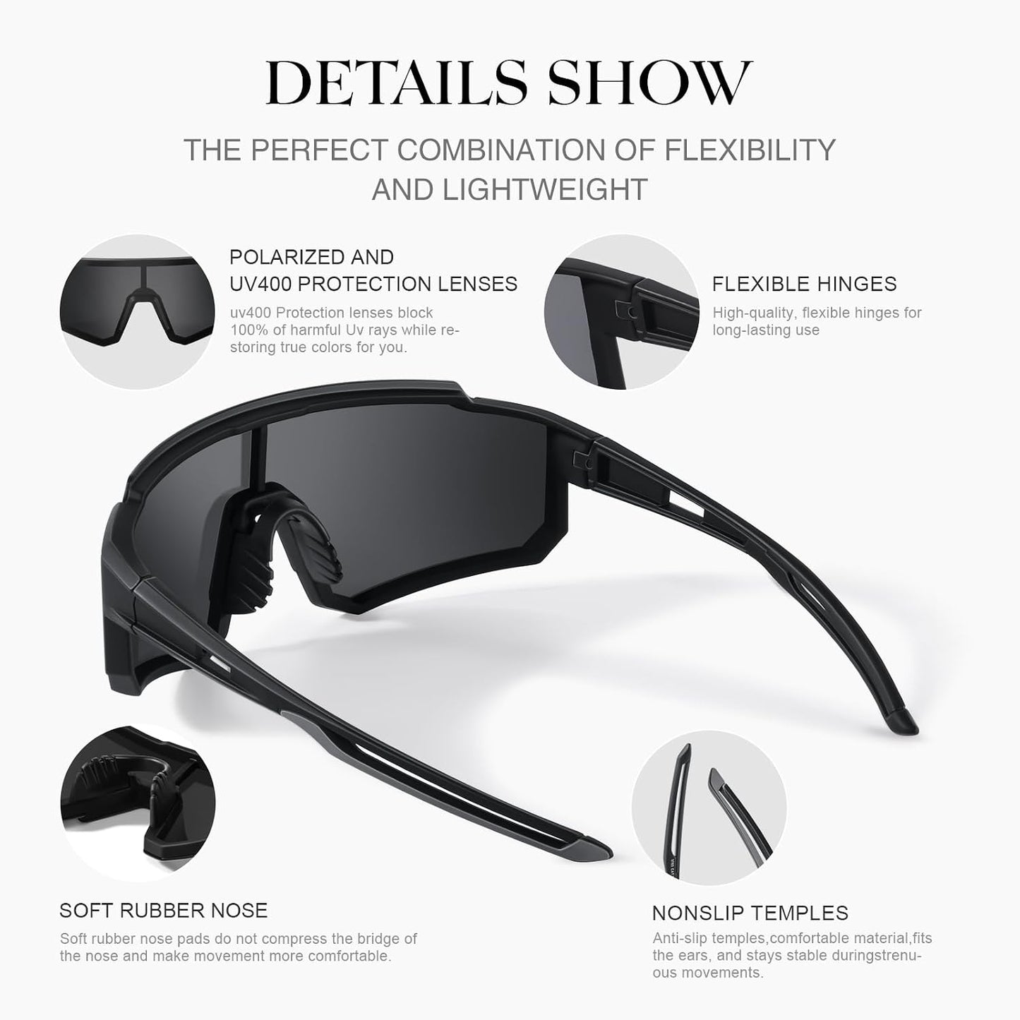 gesruny - Gafas de sol polarizadas deportivas para hombres y mujere...