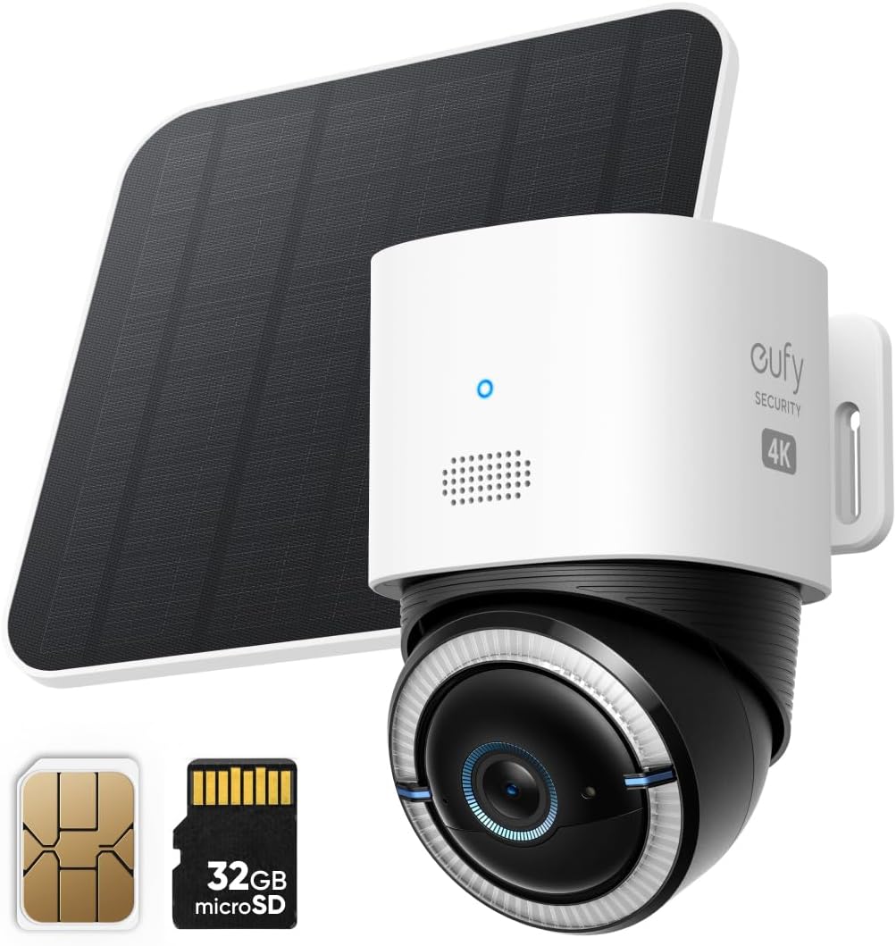 eufy Security Cámara 4G LTE S330, cámaras de seguridad solar celula...