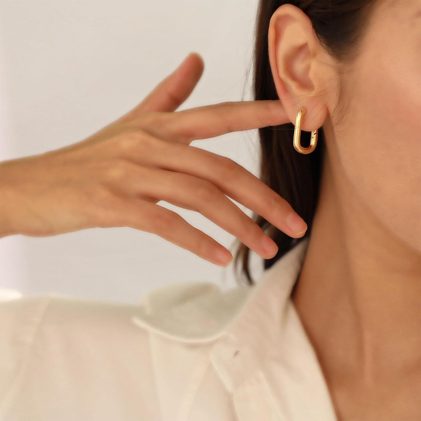 Amicon Pendientes de oro grueso para mujer, chapados en oro de 14 q...
