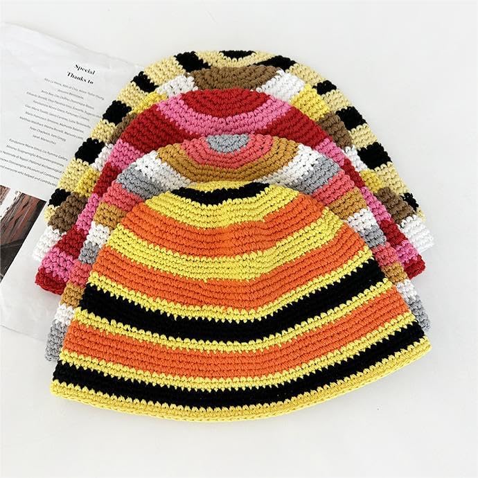 Molodo Sombrero de pescador de ganchillo para mujer, sombrero de pe...