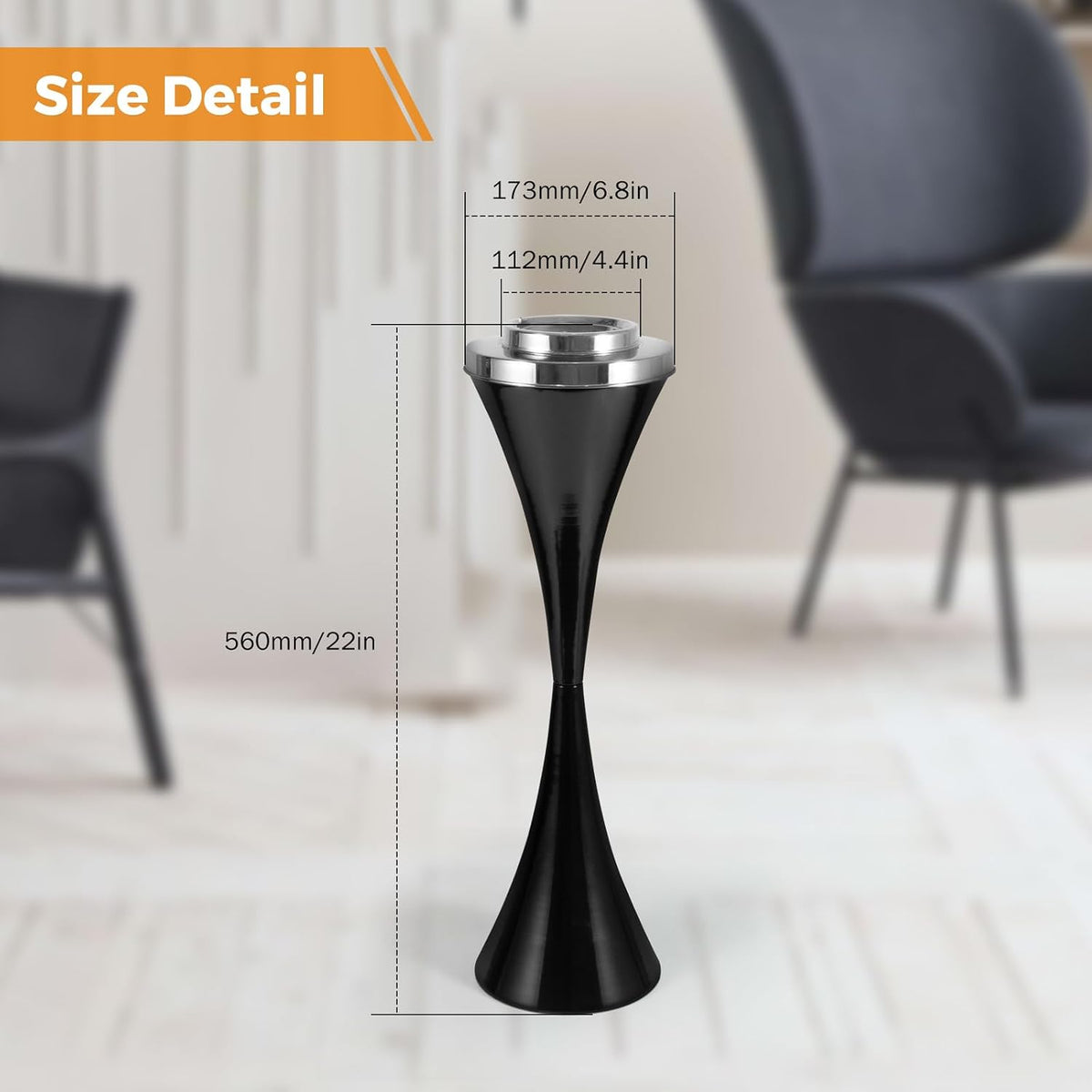 BEAMNOVA Soporte negro del cenicero del piso para el cubo desmontab...