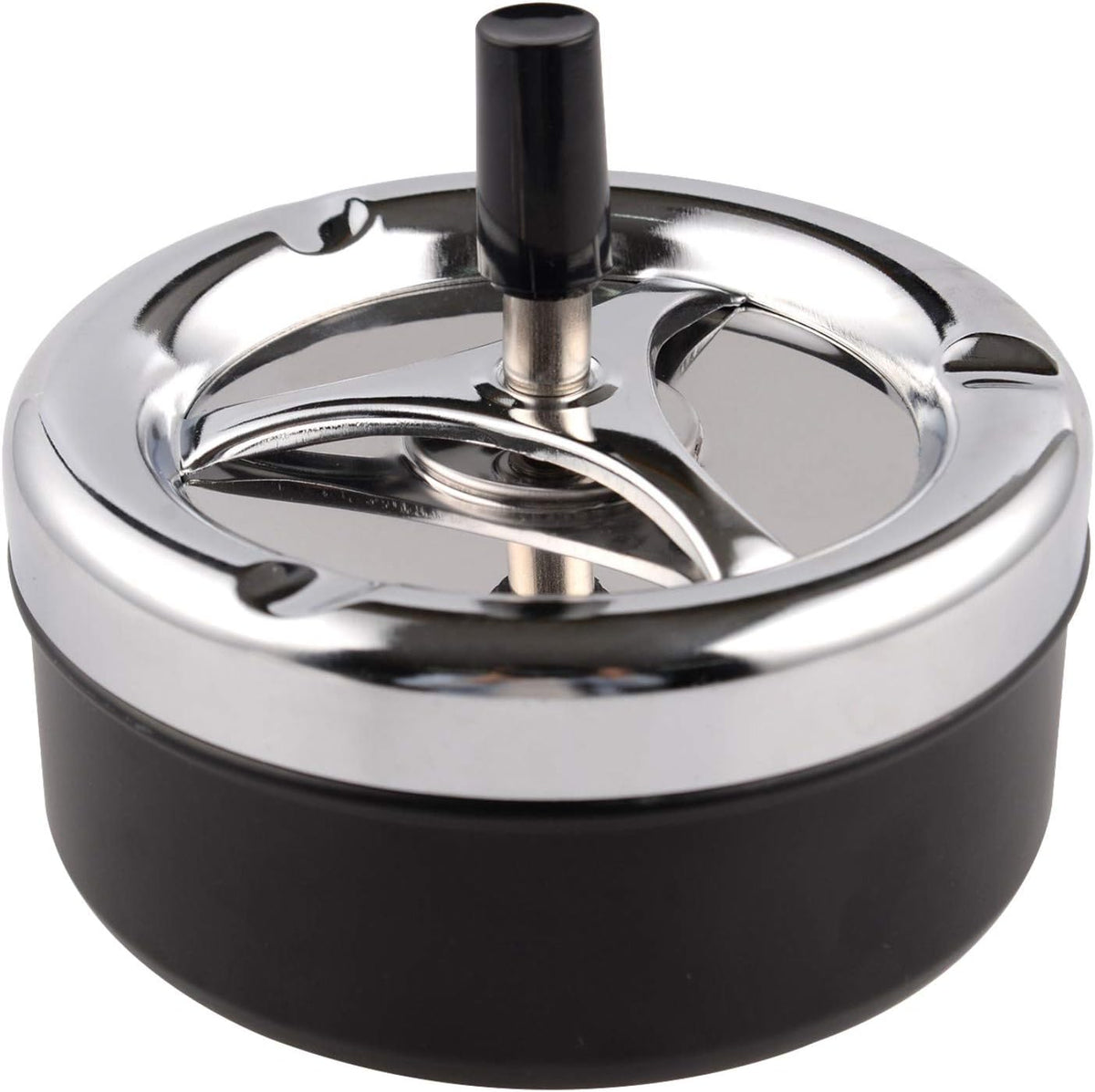 ONE250 Cenicero redondo de acero inoxidable moderno de mesa con ban...