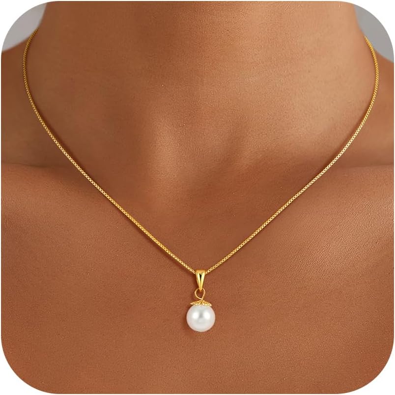 Eaciy Collares de perlas para mujer, modernos, chapados en oro de 1...