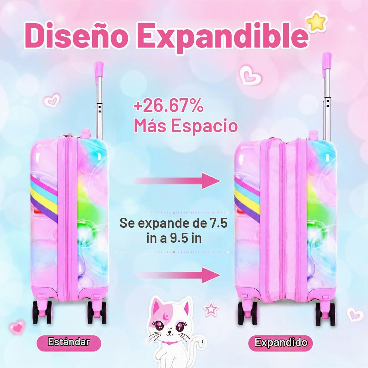 Juego de equipaje de mano ligero para niños, 2 piezas con ruedas, m...