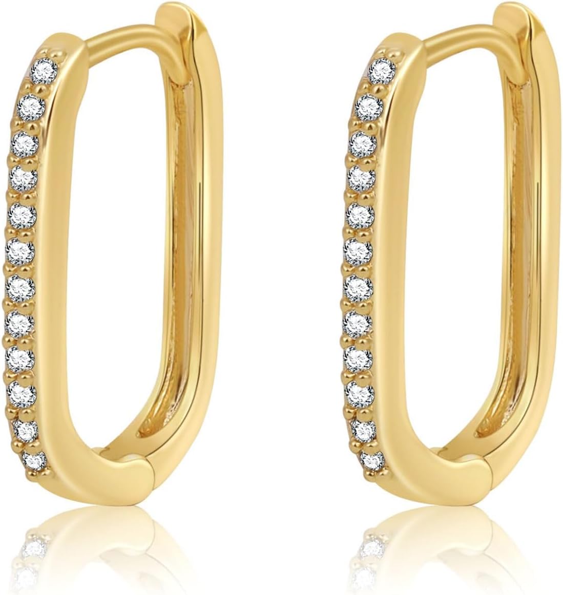 Amicon Pendientes de oro grueso para mujer, chapados en oro de 14 q...