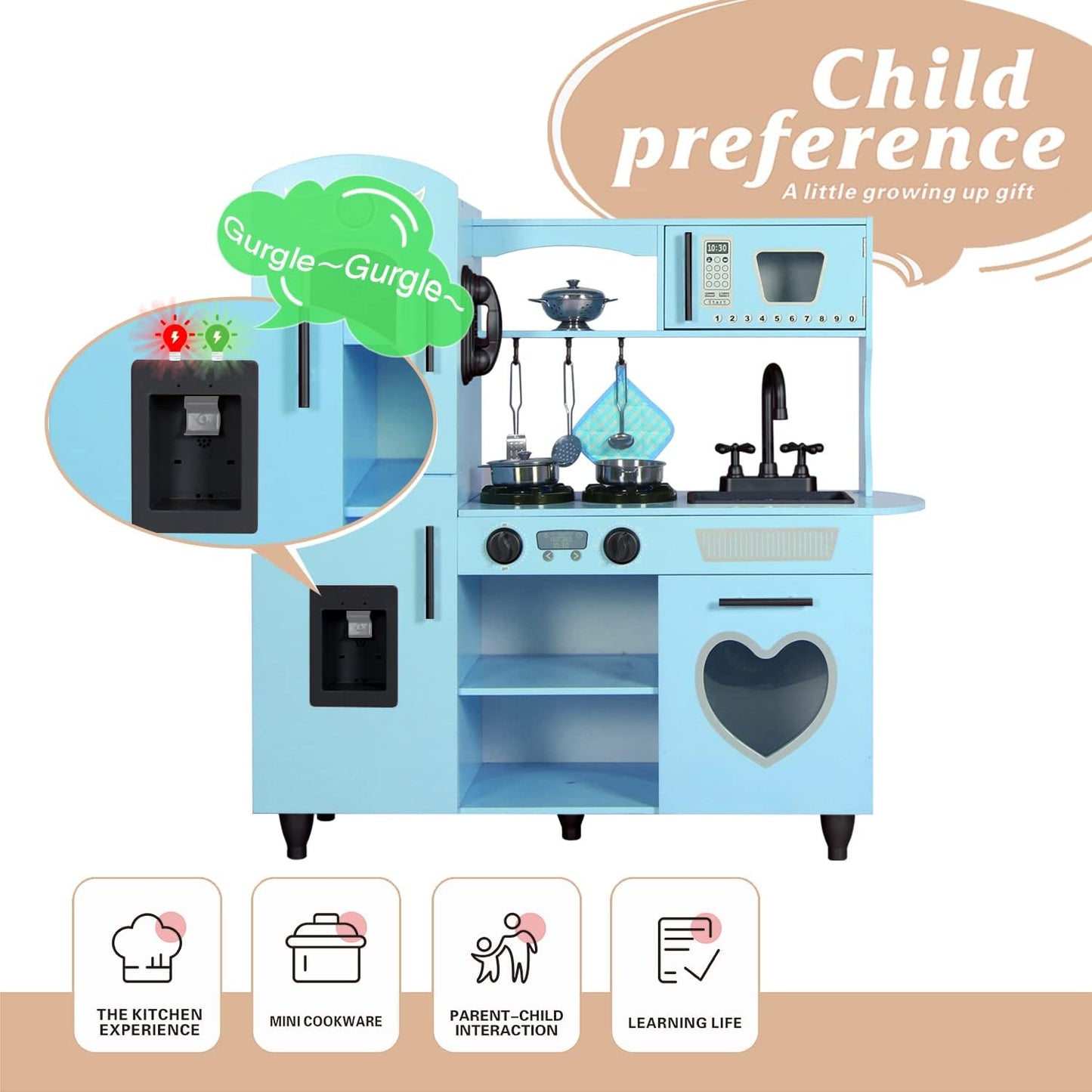 TaoHFE Juego de Cocina de Juguete, Juego de Cocina Azul para Niños...