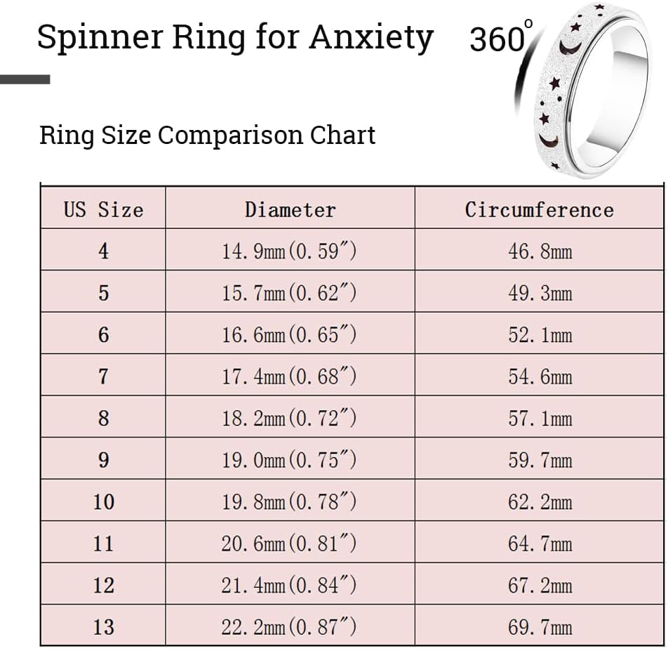 OreilleStar - Anillo giratorio de mujer para la ansiedad, anillo gi...