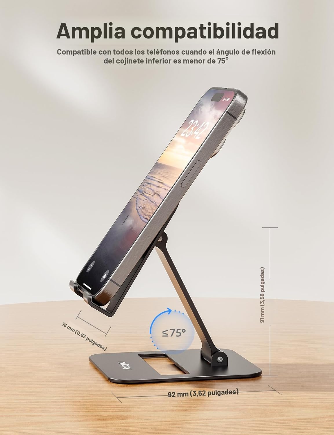 Nulaxy Paquete de 2 soportes plegables dobles para teléfono celular...