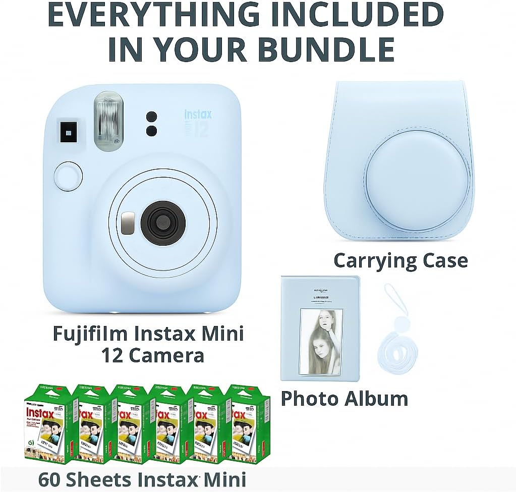 Fujifilm Instax Mini 12 cámara instantánea verde menta y 60 hojas d...