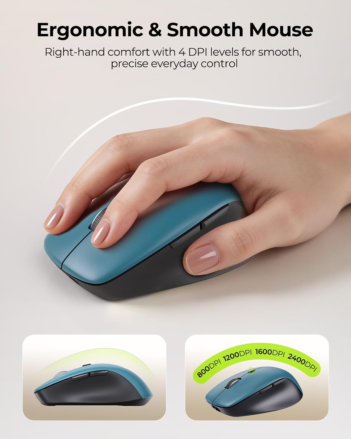 seenda COE401 Combo de teclado y mouse inalámbricos, 3 dispositivos...