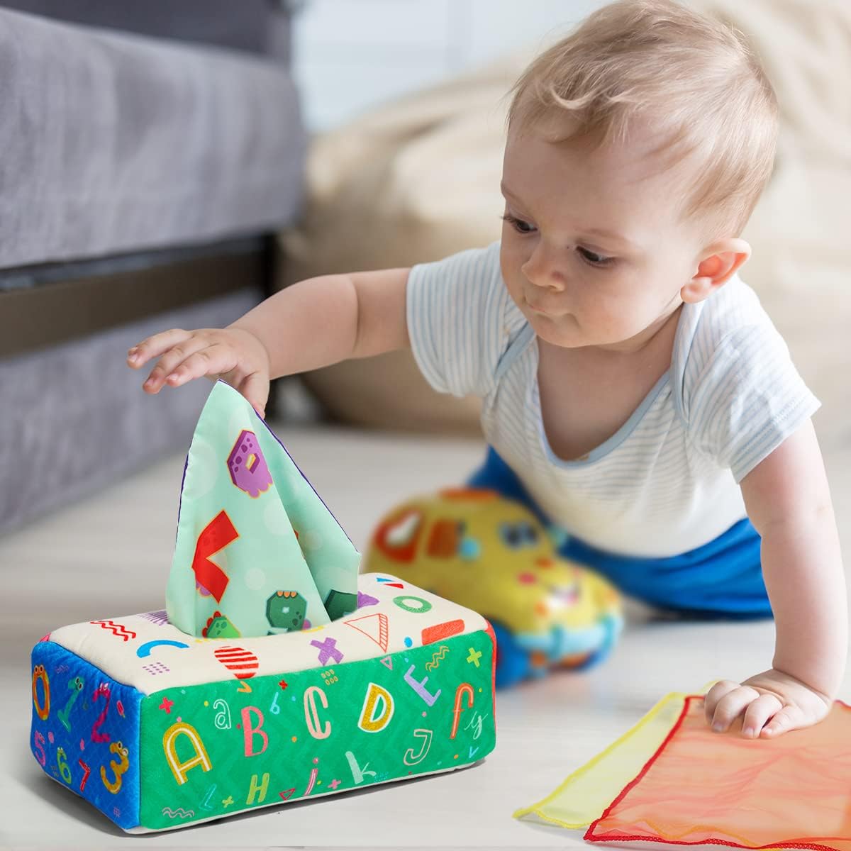 URMYWO Caja de pañuelos para bebé, juguetes Montessori para bebés d...
