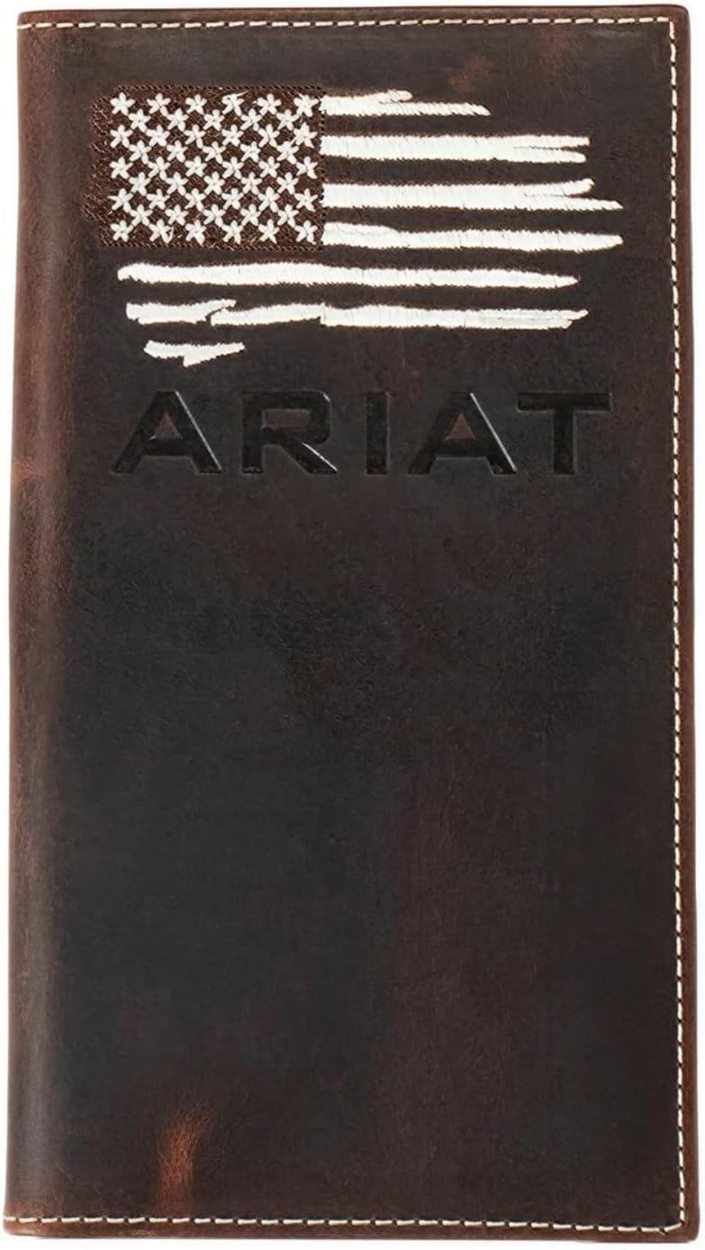 Ariat - Cartera de piel auténtica para hombre, diseño de bandera am...
