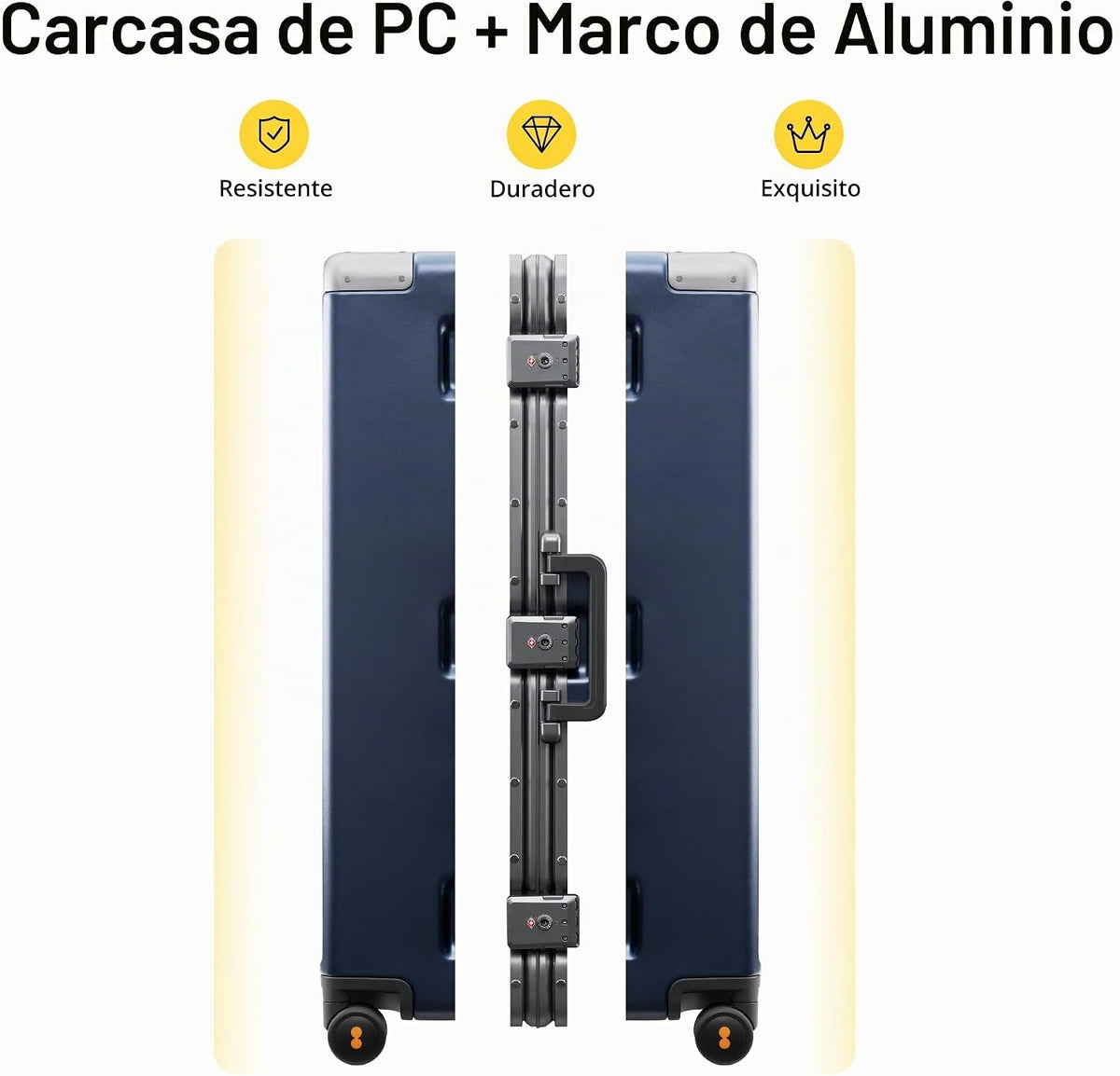 LEVEL8 Maletas rígidas de equipaje sin cremallera con ruedas girato...