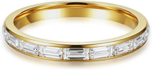 munone Anillos de boda de eternidad con circonita cúbica de corte e...