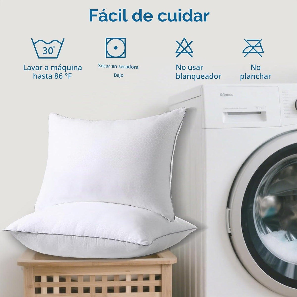 Sasttie Juego de 6 almohadas estándar firmes, almohadas de cama de...